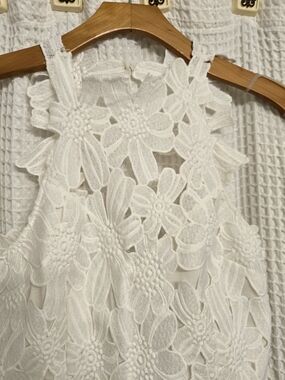 SAYLOR White Floral Lace Mini Dress
